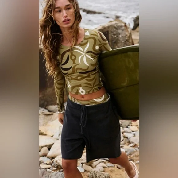 Nwt FREE PEOPLE Easy Rider Shorts S Black New FP MOVEMENT - Picture 1 of 4